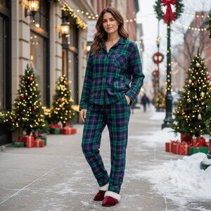 Old Navy 2-Pc Plaid Flannel Cotton Pajama Set Women XL #313H